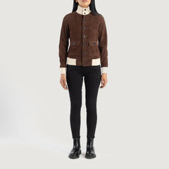 Women A1 Mocha Suede Bomber stylish Jacket