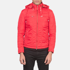 Alps Quilted Red Hooded Windbreaker Jacket for men
