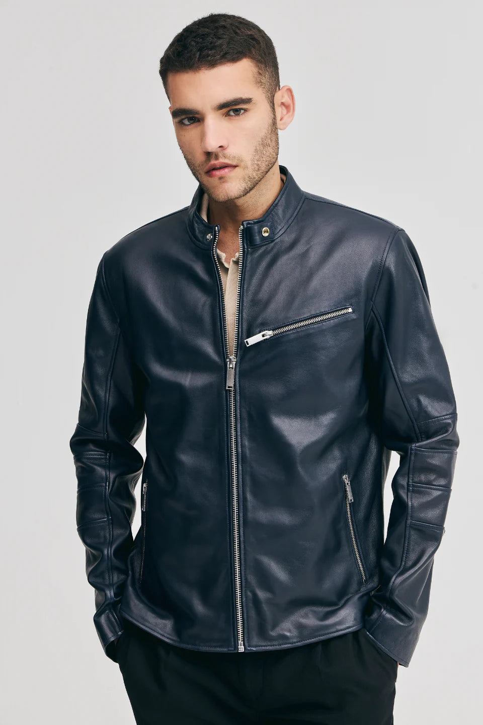 Rohan Biker leather jacket  Real sheepskin leather jacket