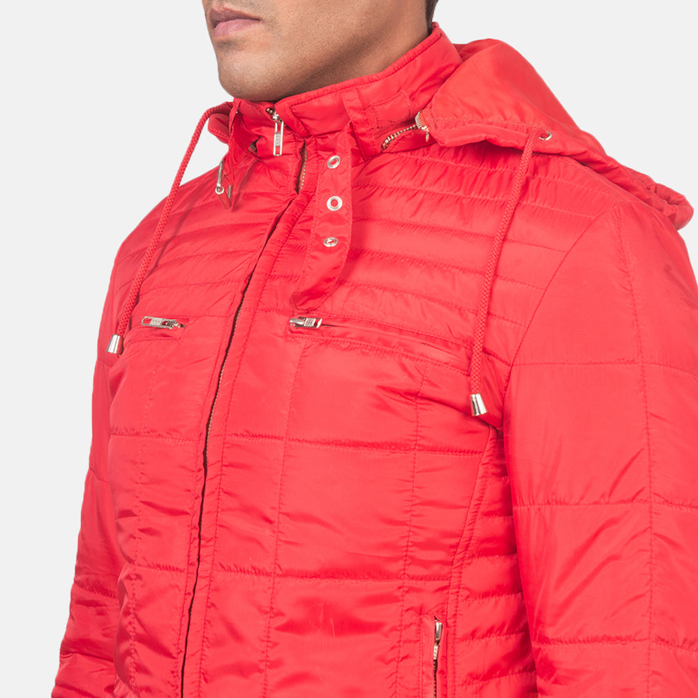 Alps Quilted Red Hooded Windbreaker Jacket for men