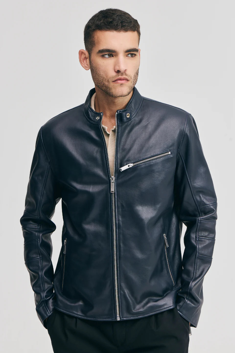 Rohan Biker leather jacket Real sheepskin leather jacket – Tanners Rohan Biker leather jacket Real sheepskin leather jacket – Tanners