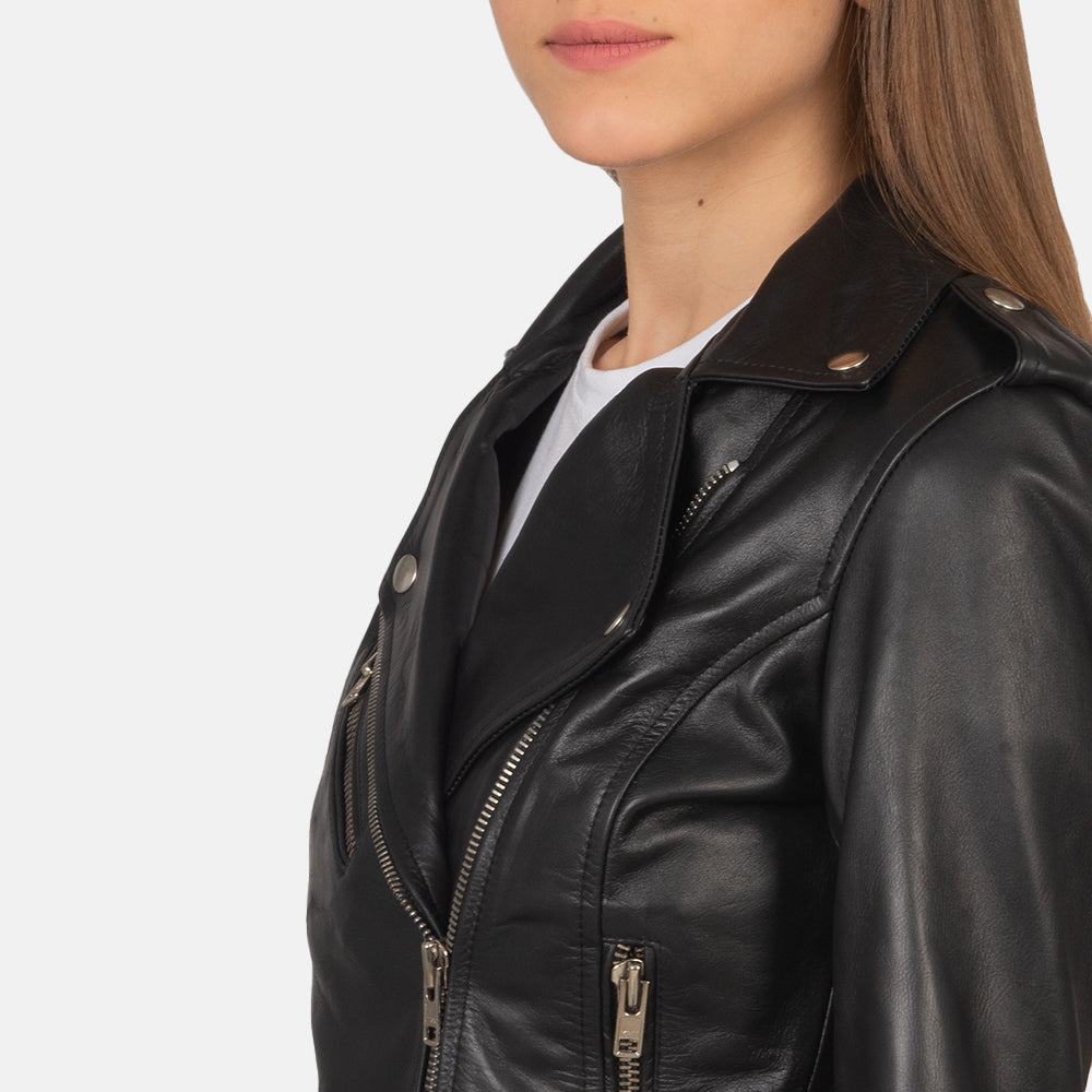 Ilia Black Leather Biker Jacket