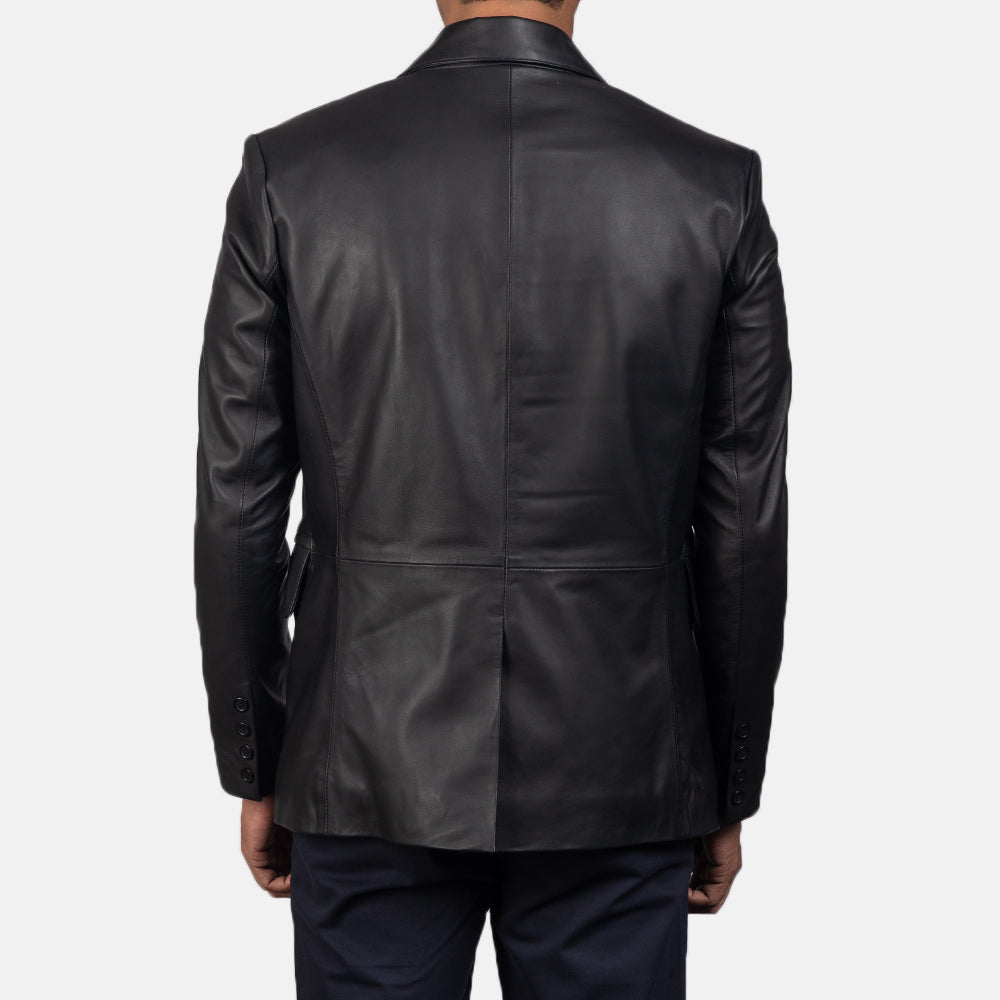 Mens Black Leather Blazer Jacket