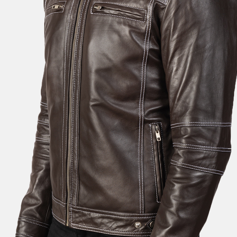 Brown Leather biker Jacket