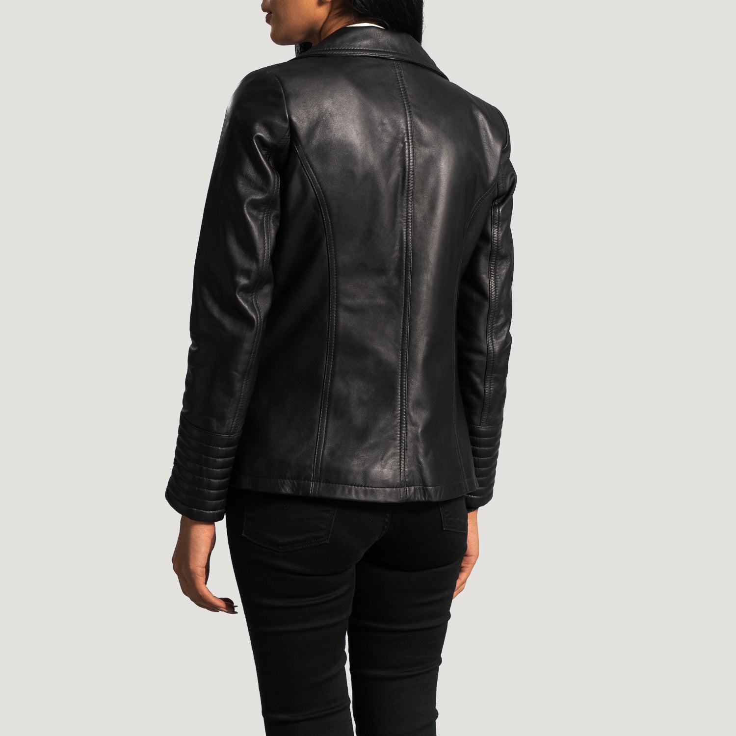 Jakas Black Leather Blazer Women Jacket