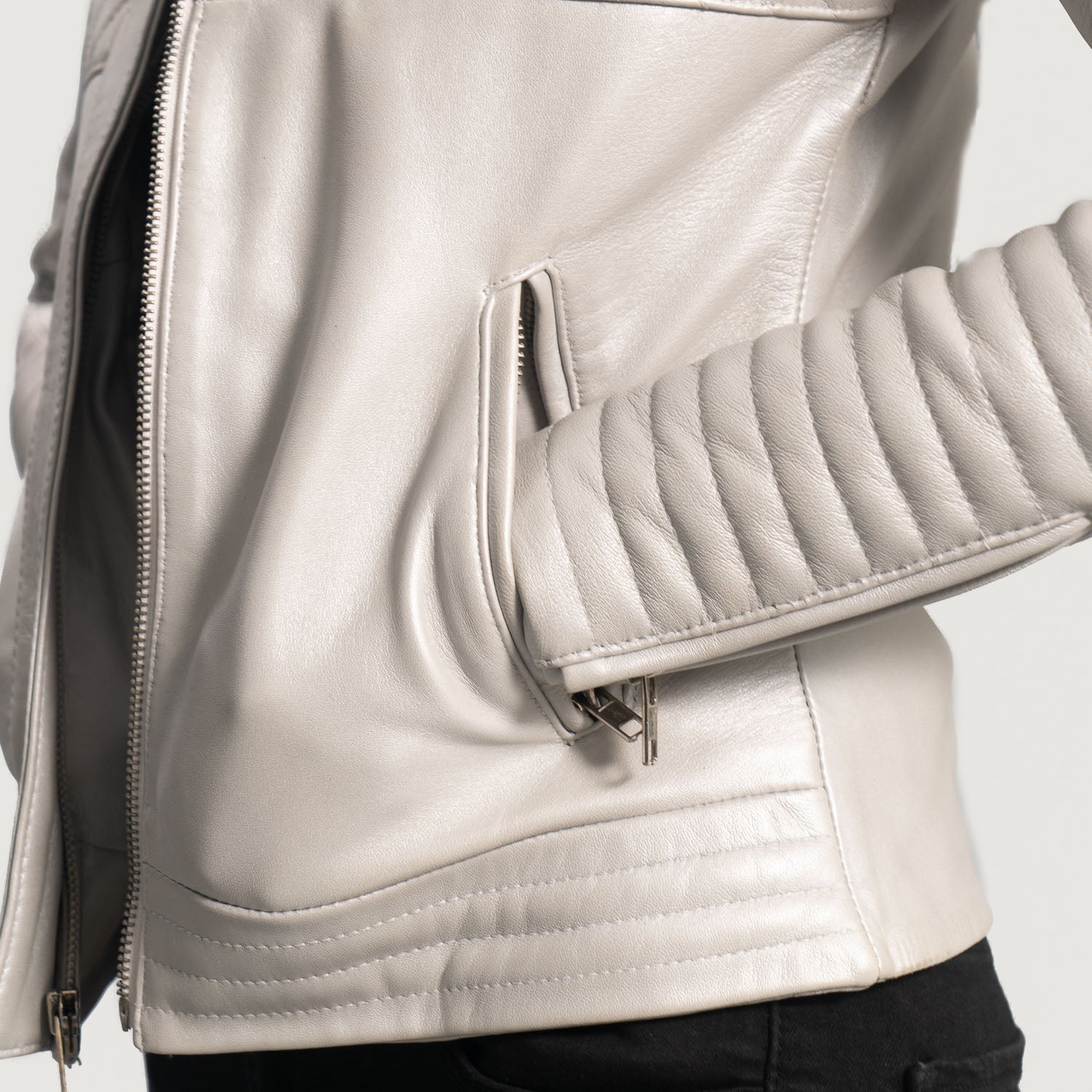 Zelum Leather Quilted Women Biker Jacket