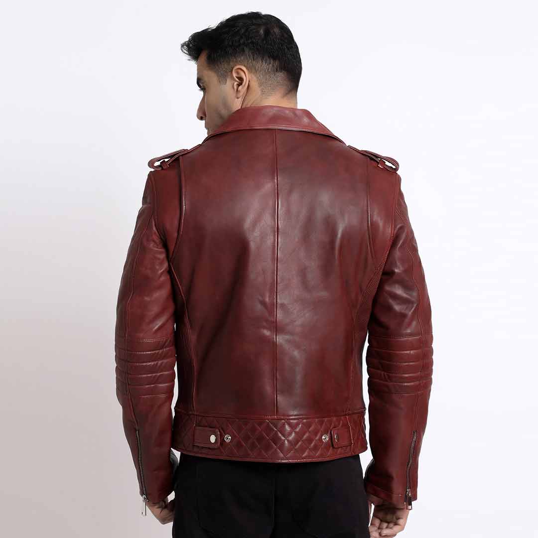 Mens Brown Leather Biker Style Jackets