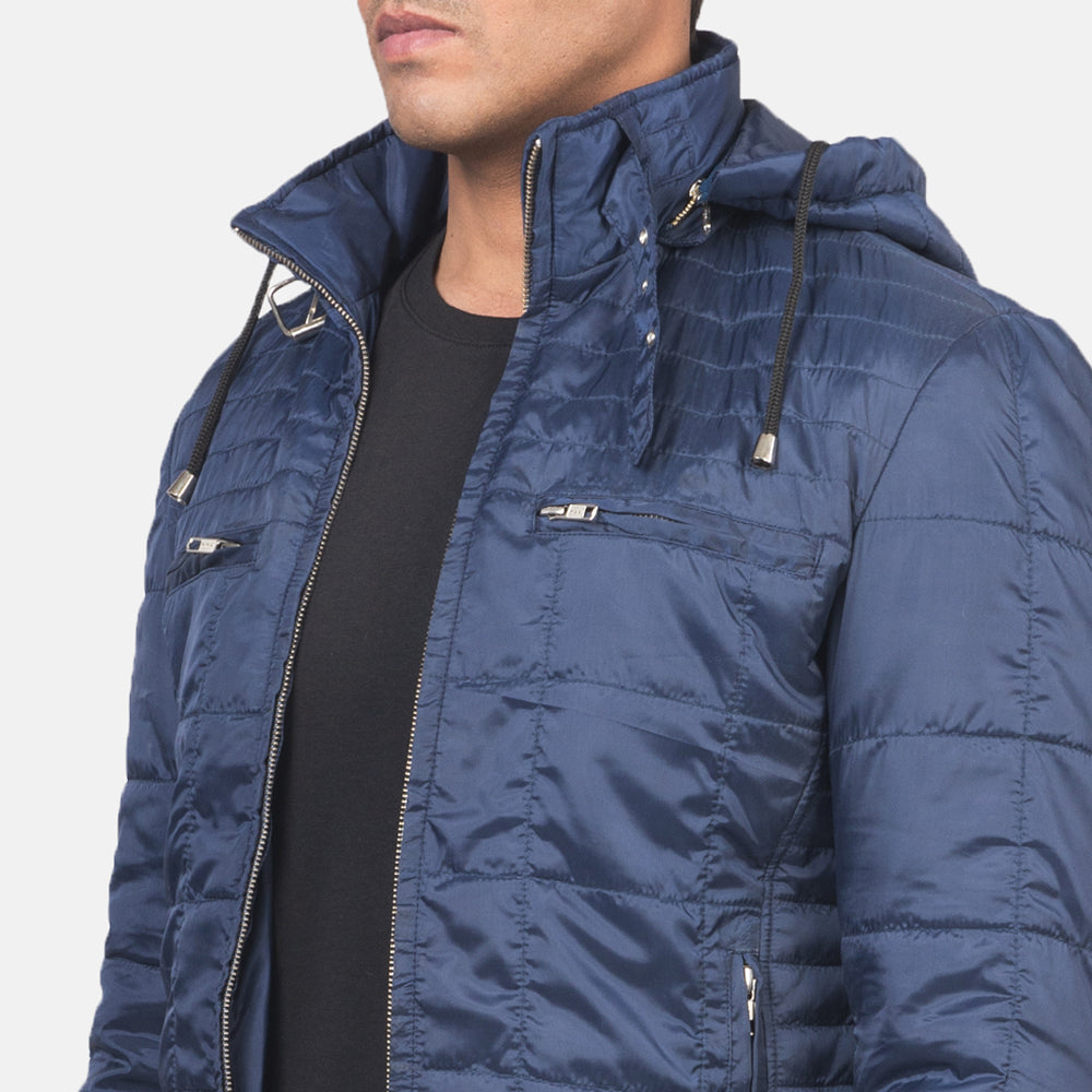 Alps Quilted Blue Hooded Windbreaker Jacket for men