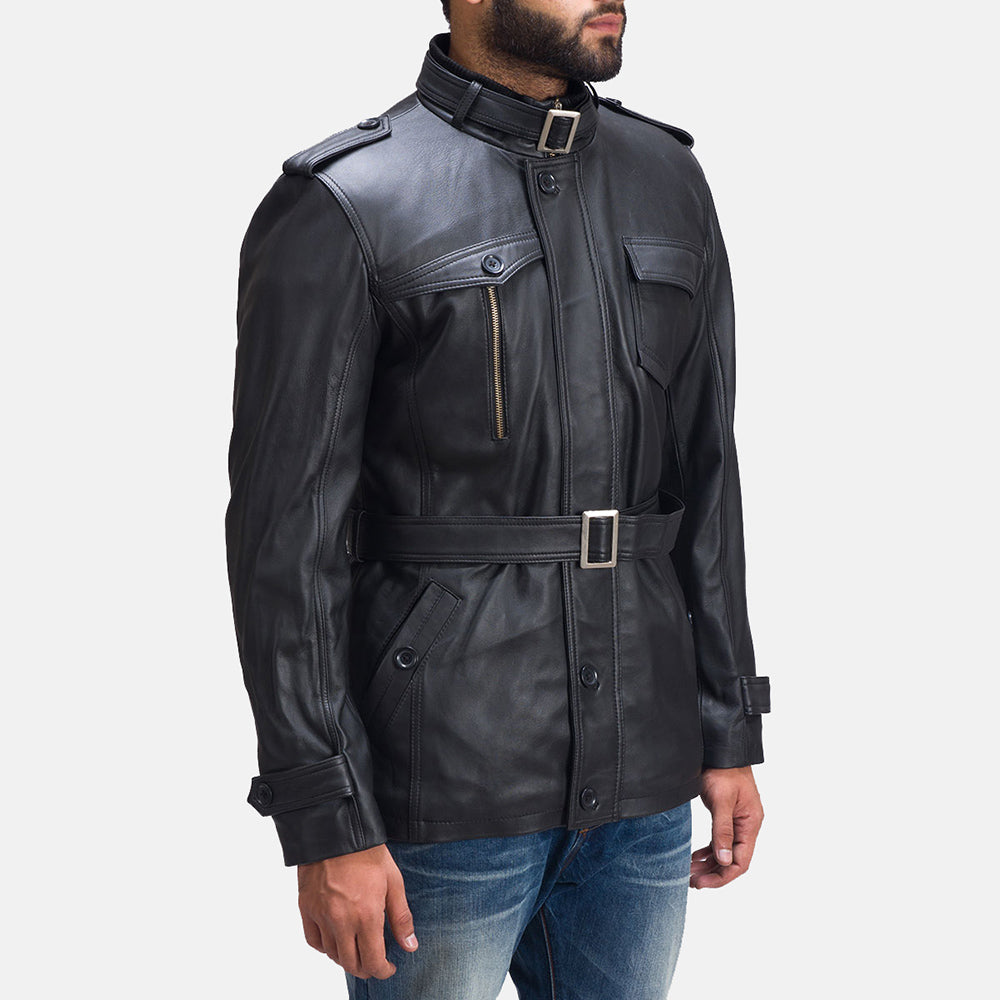 Hunter Black Leather Jacket for men