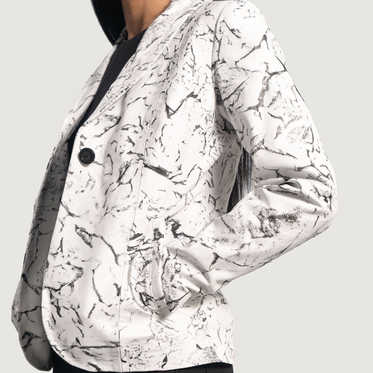 White Leather Blazer Women Jacket