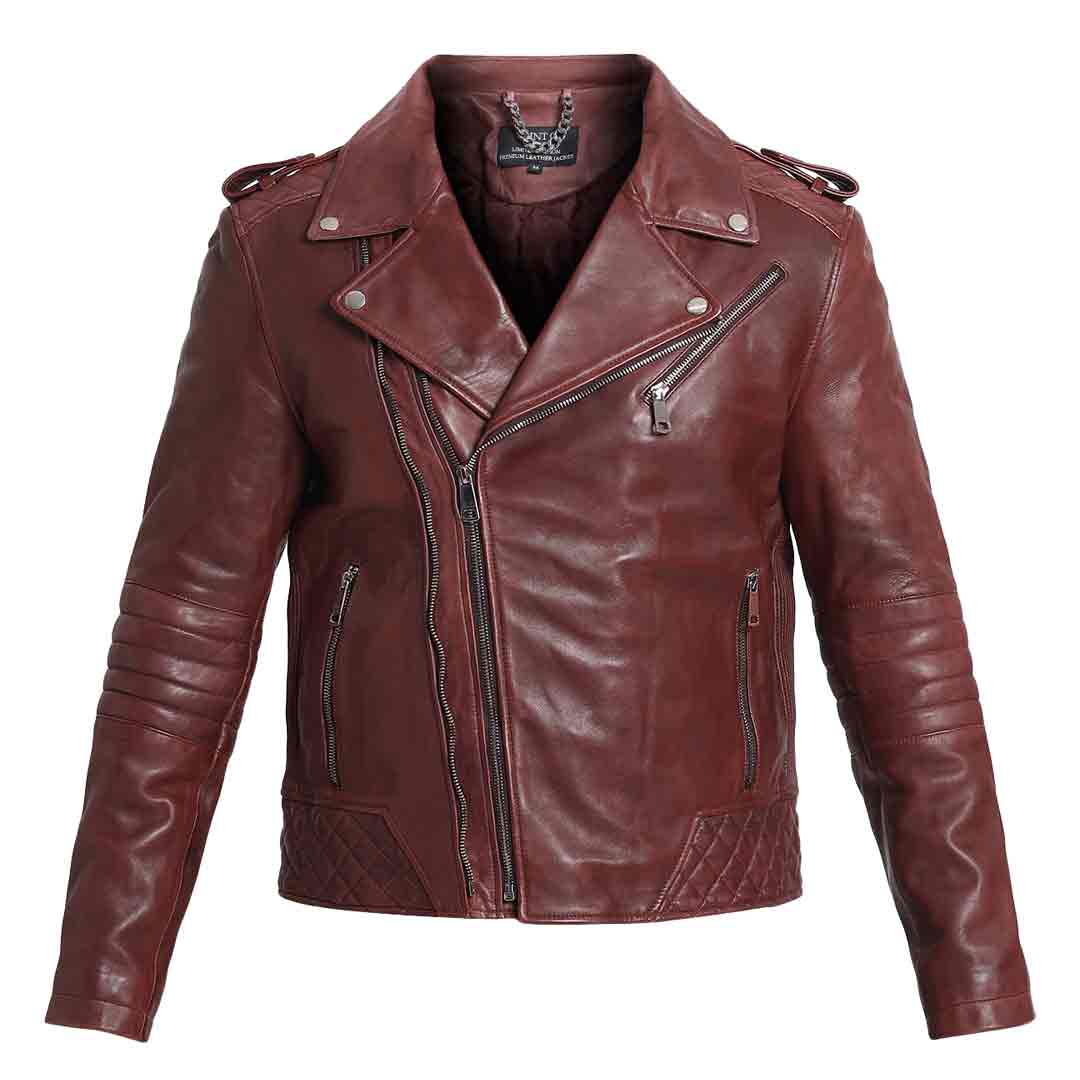 Mens Brown Leather Biker Style Jackets