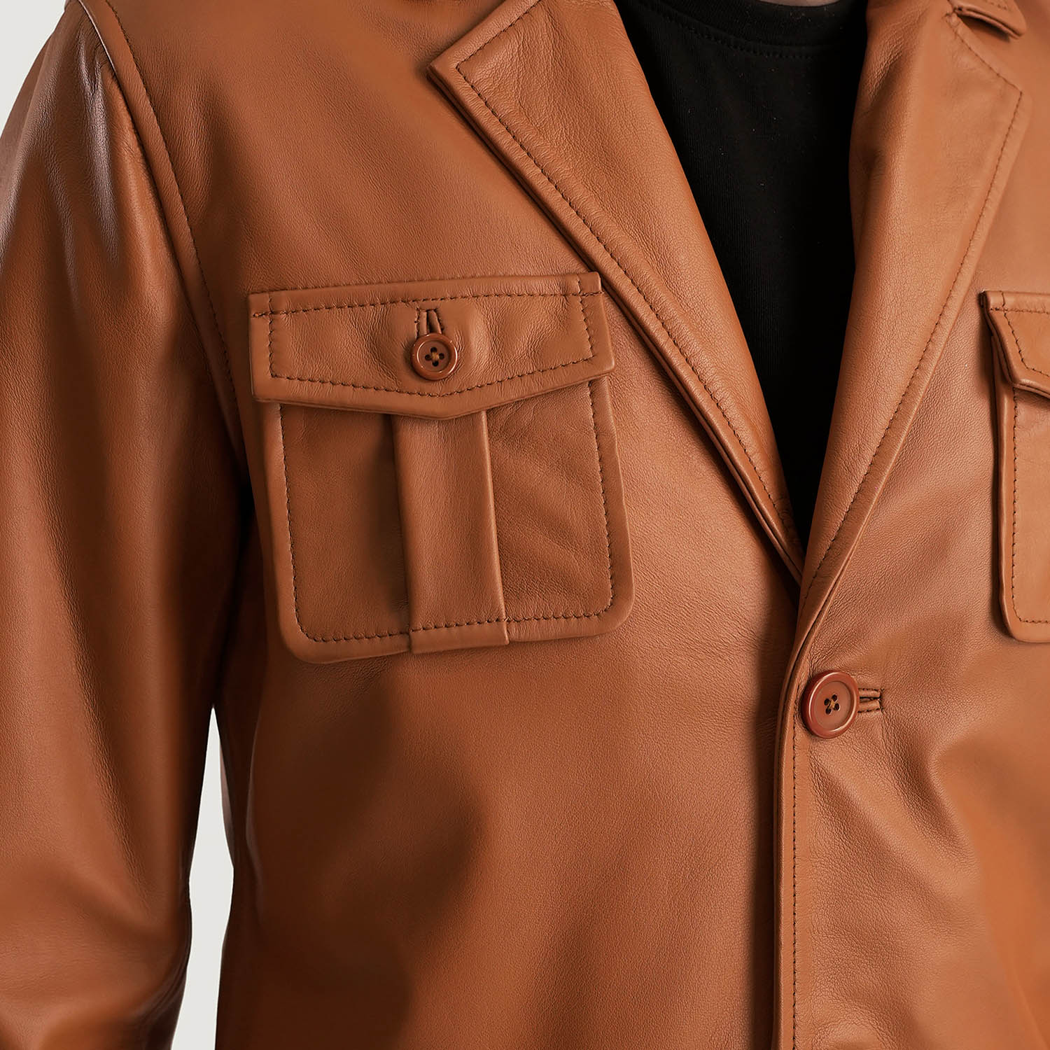 Mens Brown Leather Blazer Jacket