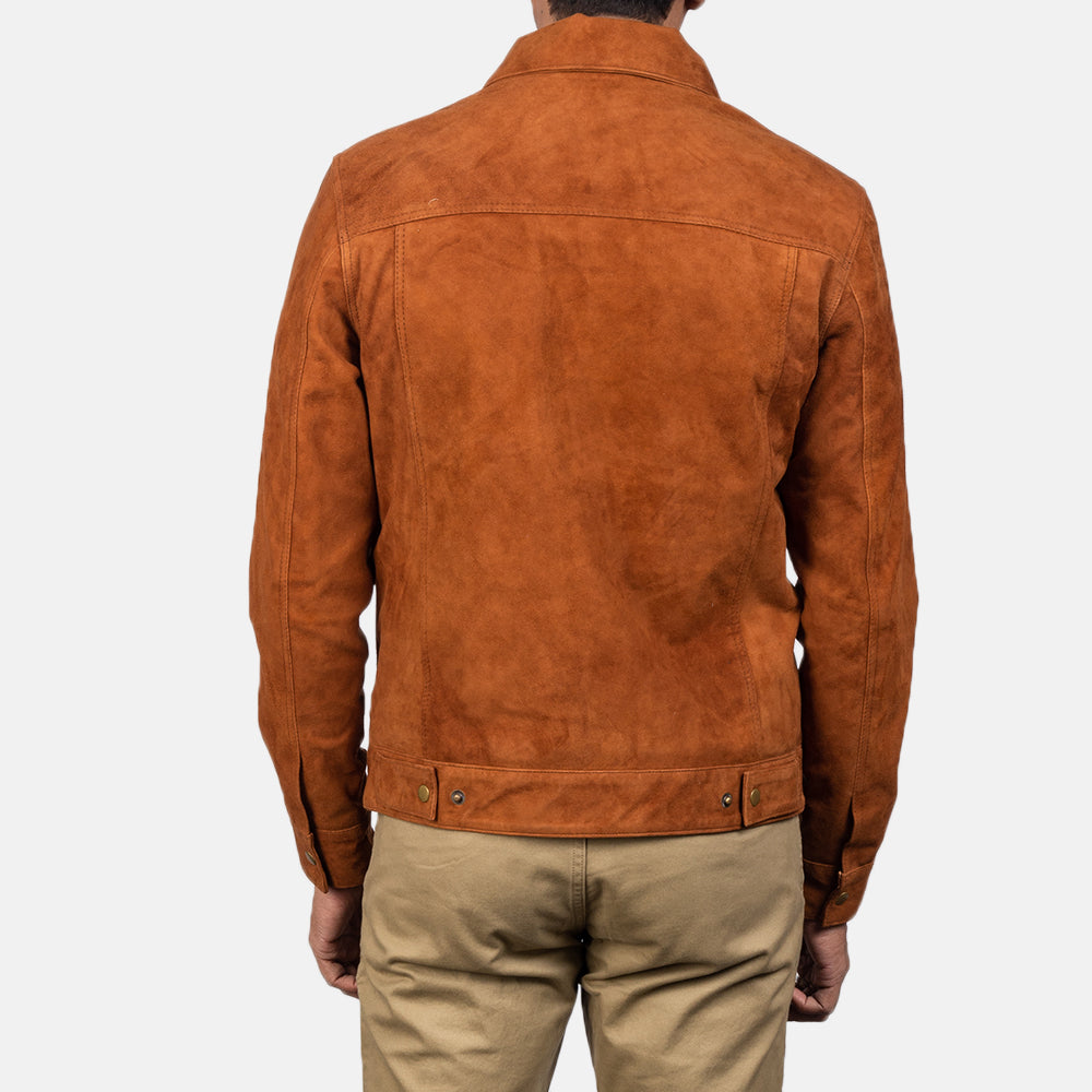 Mens Stallon Brown Suede Trucker Jacket