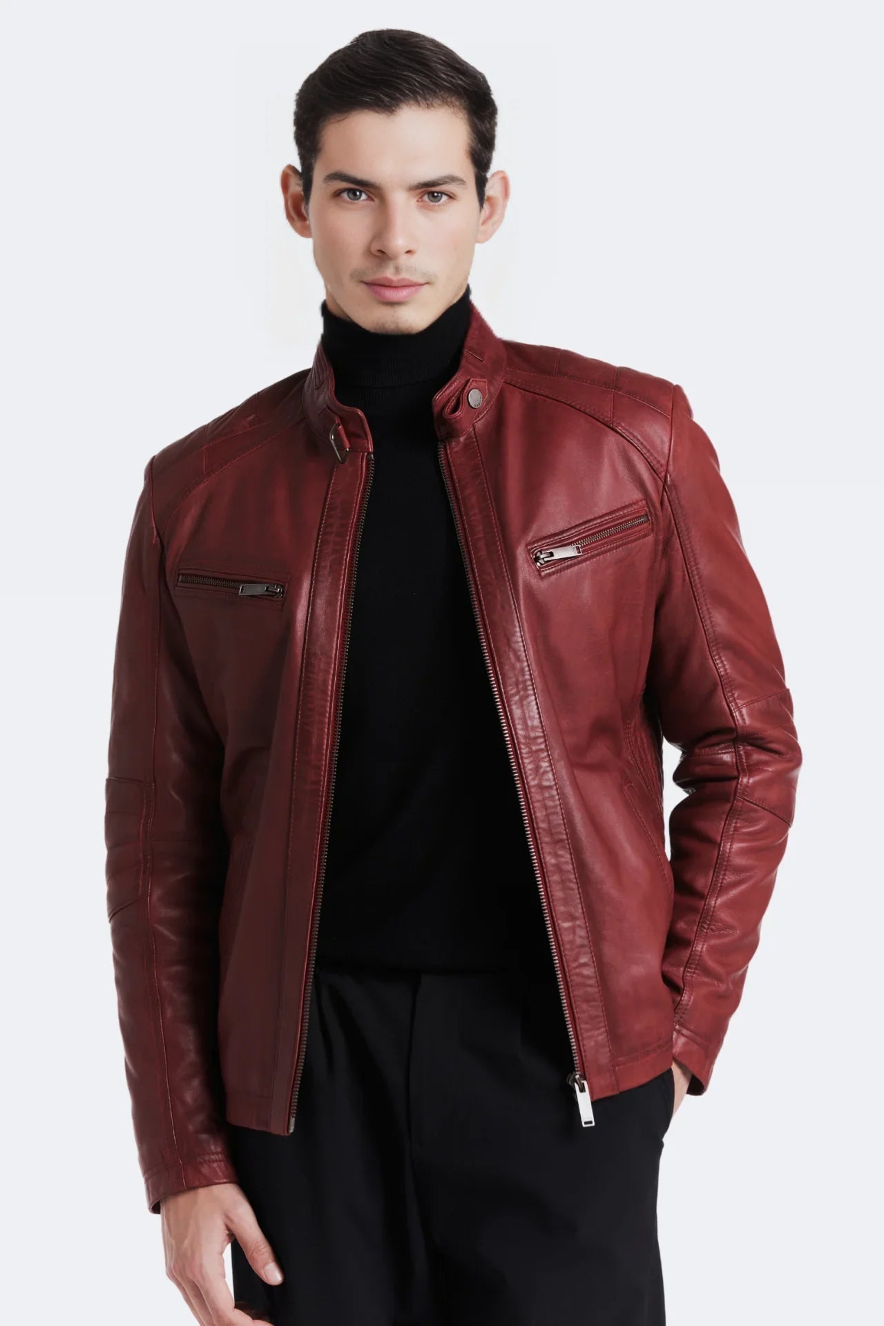 Crimson Biker Leather Jacket for men