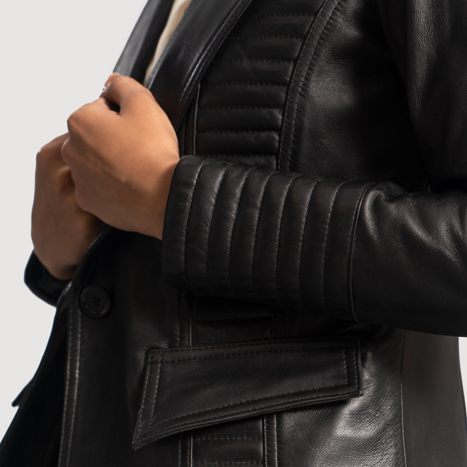 Jakas Black Leather Blazer Women Jacket