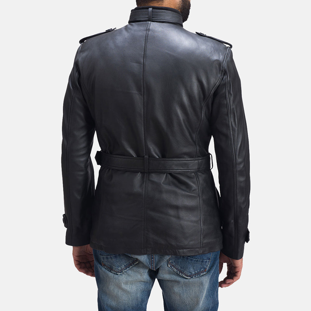Hunter Black Leather Jacket for men