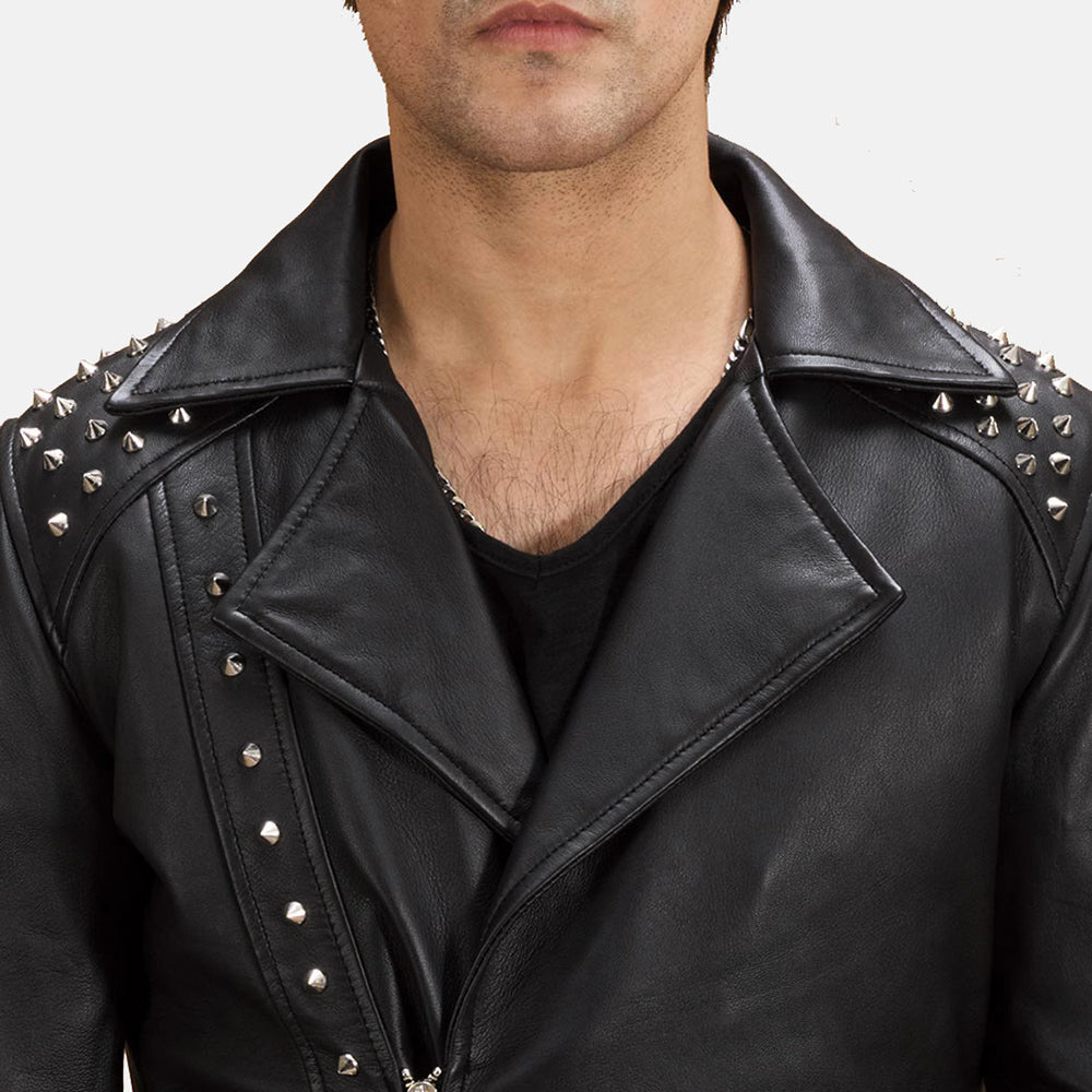 Kanas Black Leather Biker Jacket