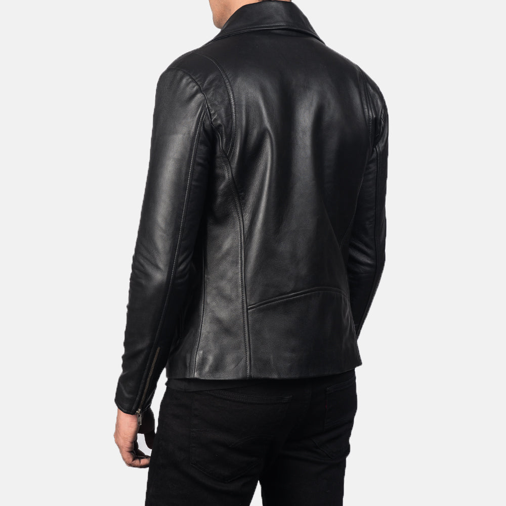 Mens Black Leather Biker Jacket