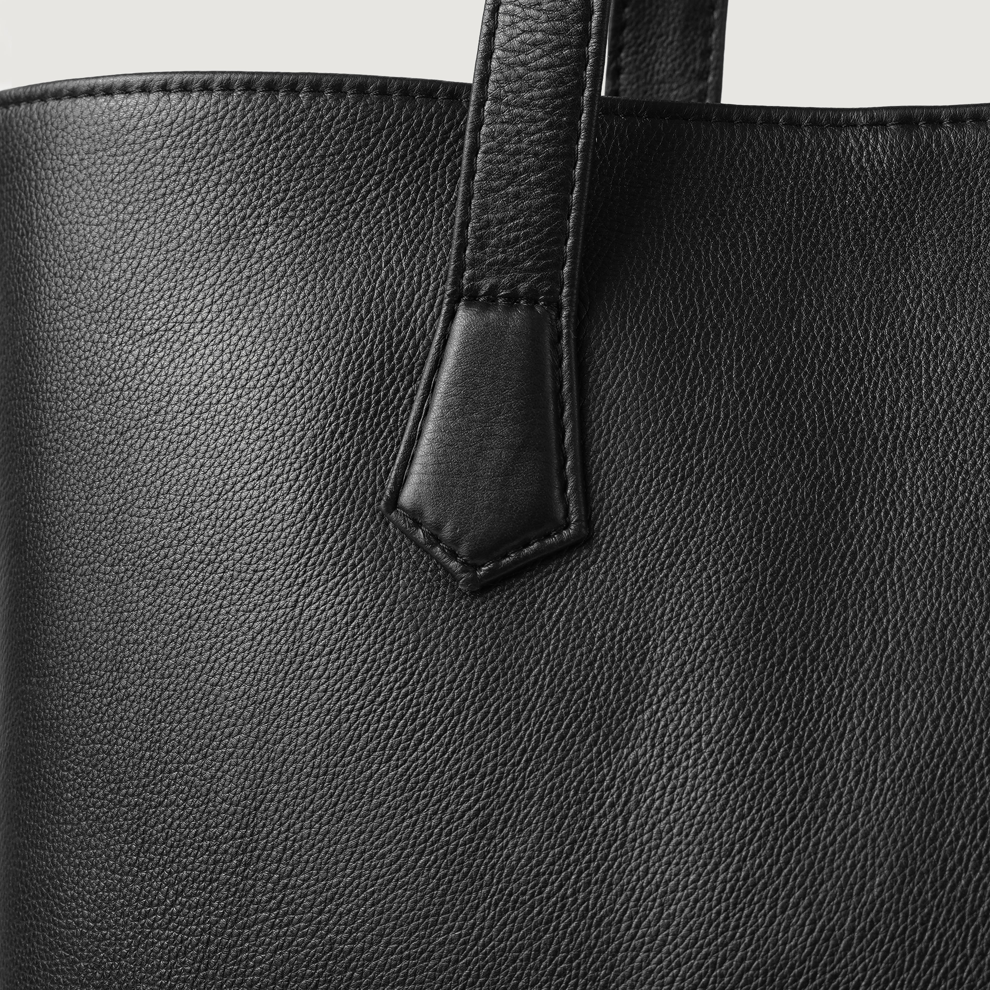 Women Black Leather Tote Bag