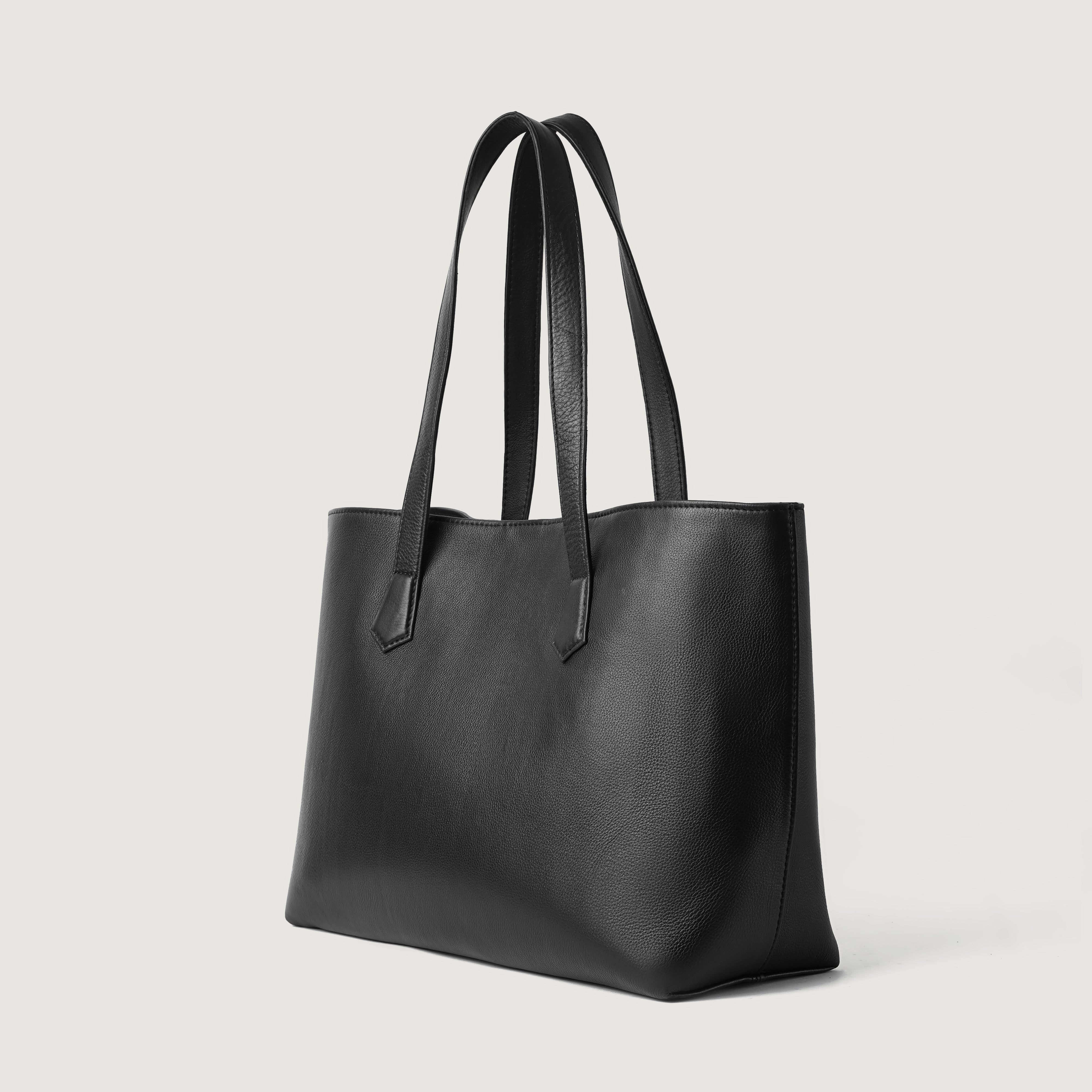 Women Black Leather Tote Bag