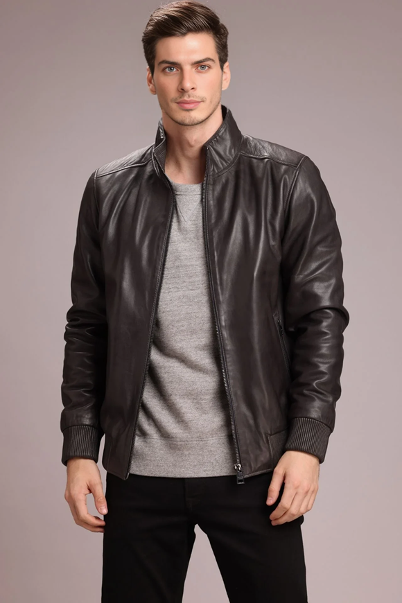 Mens Titan Biker sheepskin Leather Jacket