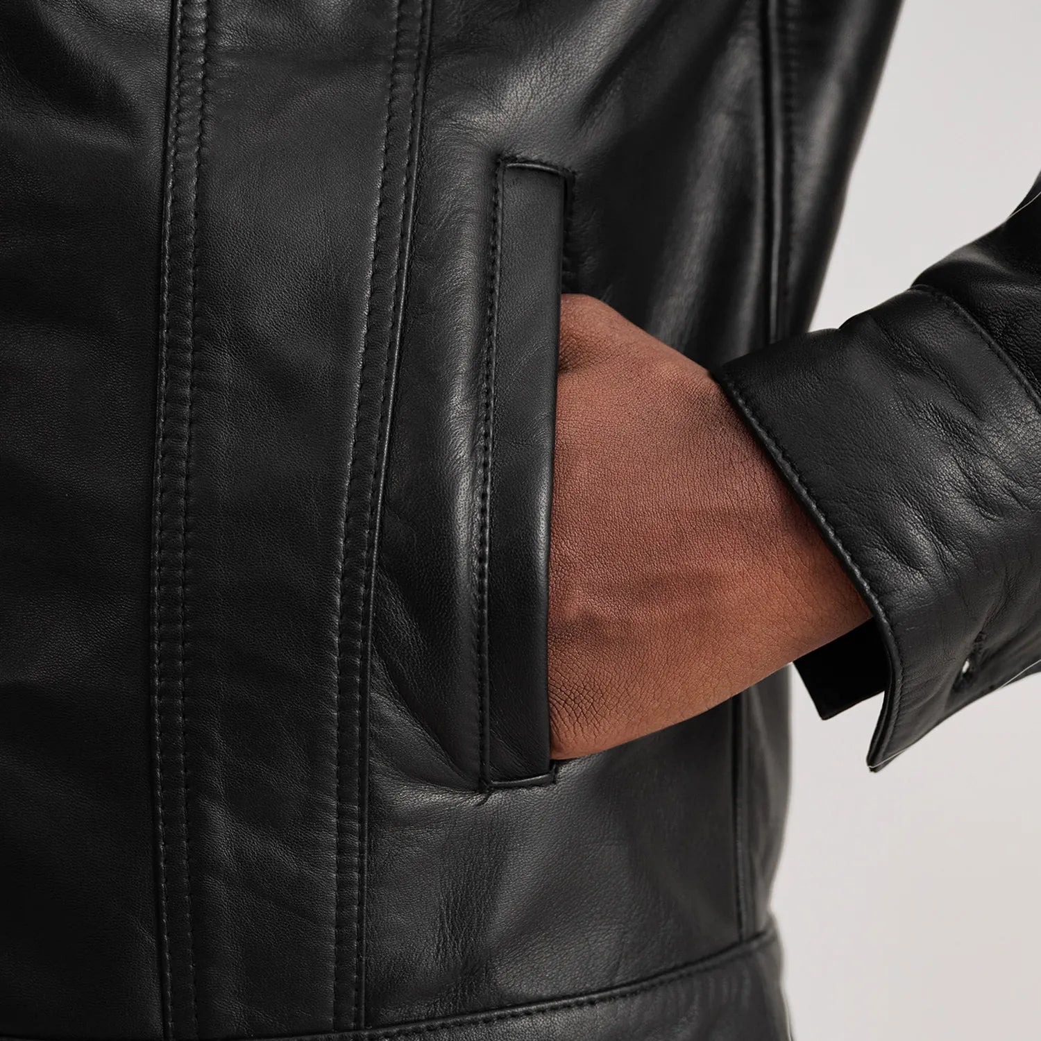 Alex  Black Leather Shearling Trucker Jacket for men