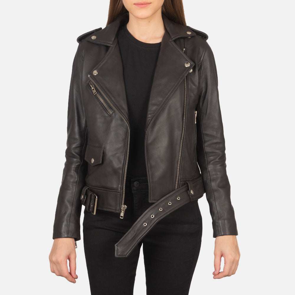 Ilia Brown Leather Biker Jacket