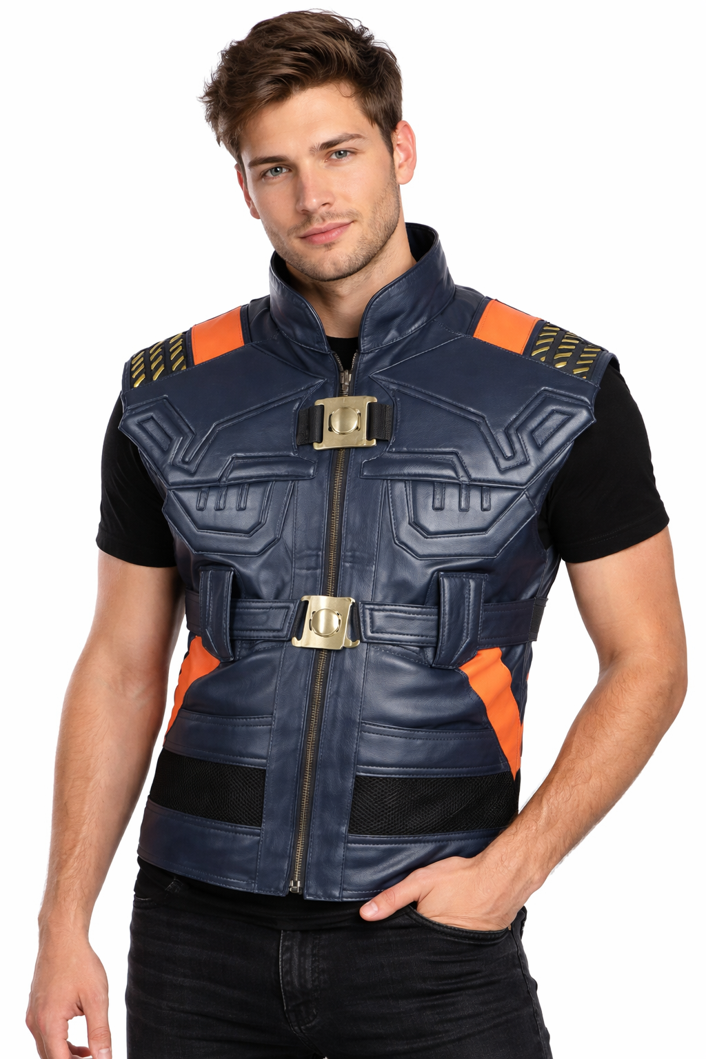 Black Panther Avengers Michael B. Jordan Halloween Cosplay Leather Vest