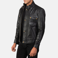 Black Leather Biker Jacket for men