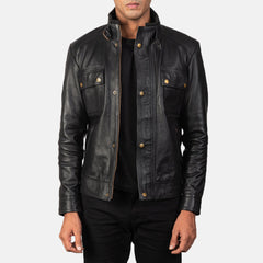 Black Leather Biker Jacket for men
