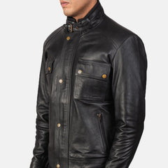 Black Leather Biker Jacket for men