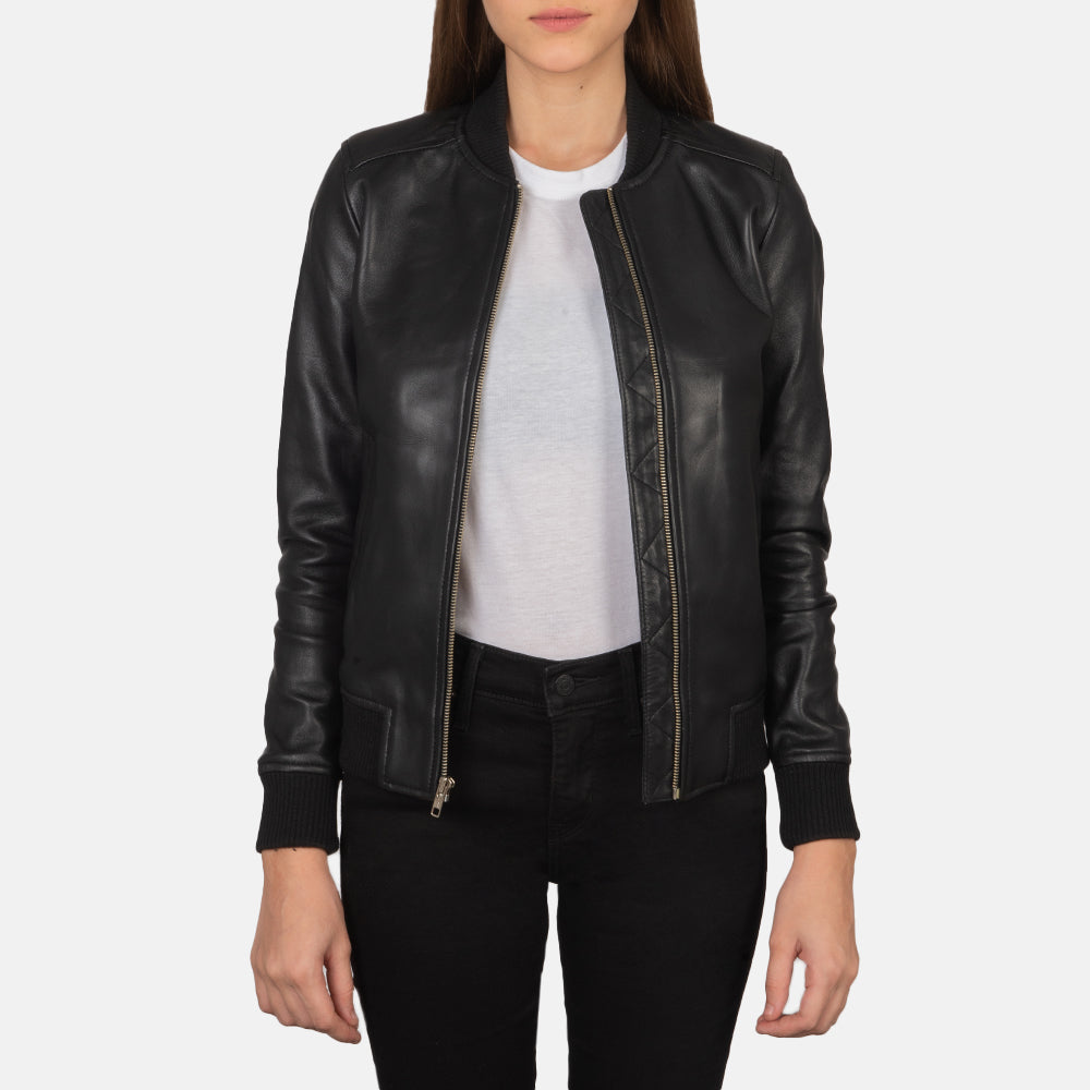 Womens Ma-1 Blue Suede Bomber Jacket-Stylish Jacket