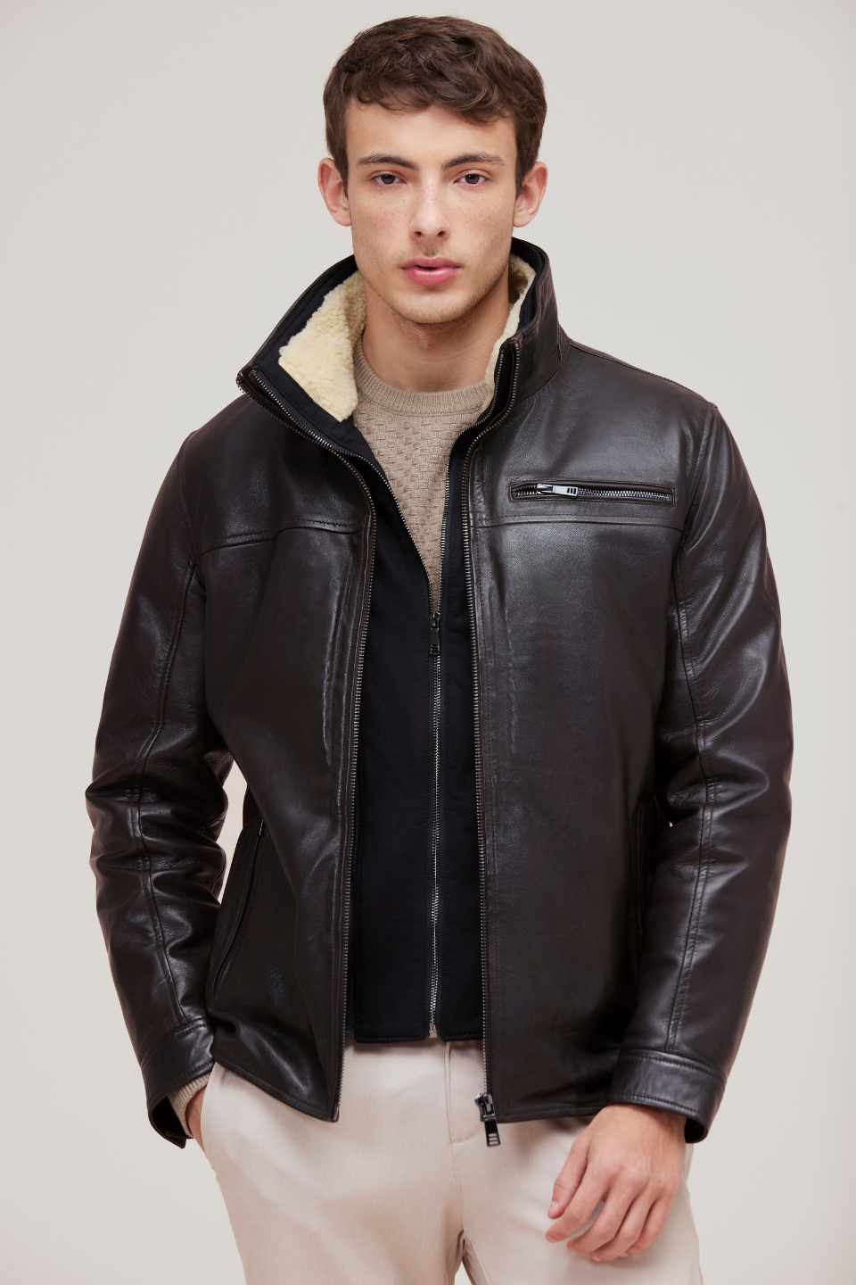 Genuine lamb leather jacket for men