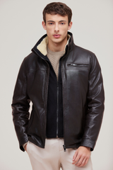Genuine lamb leather jacket for men