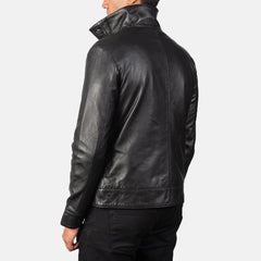 John  Black Leather Bomber Jacket — sleek, classic, and timeless.