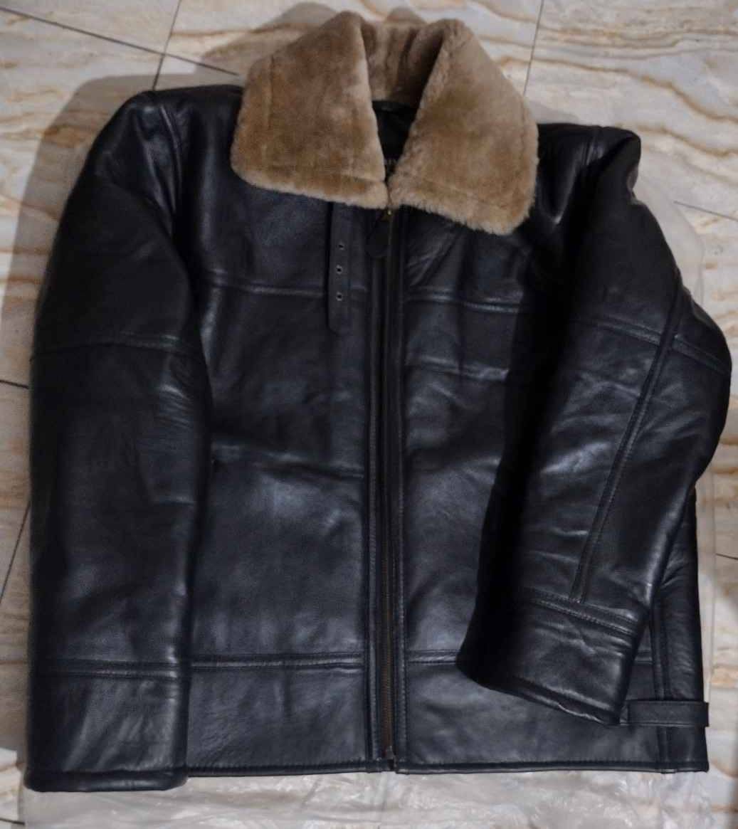 Military Black B3 Bomber RAF Aviator Cockpit Pilot Leather Jacket With Real Sheepskin Ginger Shearling Shearling for Winters
