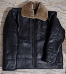 Military Black B3 Bomber RAF Aviator Cockpit Pilot Leather Jacket With Real Sheepskin Ginger Shearling Shearling for Winters