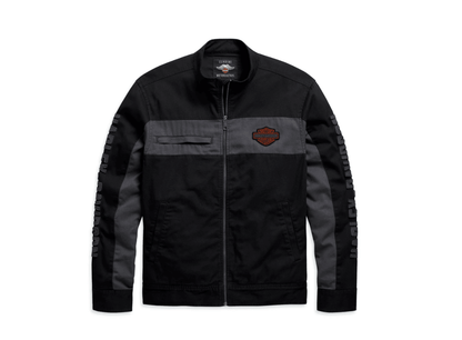 Lightweight Canvas Cotton Copperblock Grey Black Cotton Jacket for Men - MNCLeather