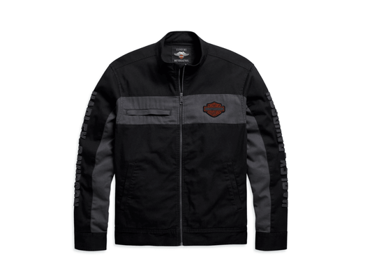 Lightweight Canvas Cotton Copperblock Grey Black Cotton Jacket for Men - MNCLeather