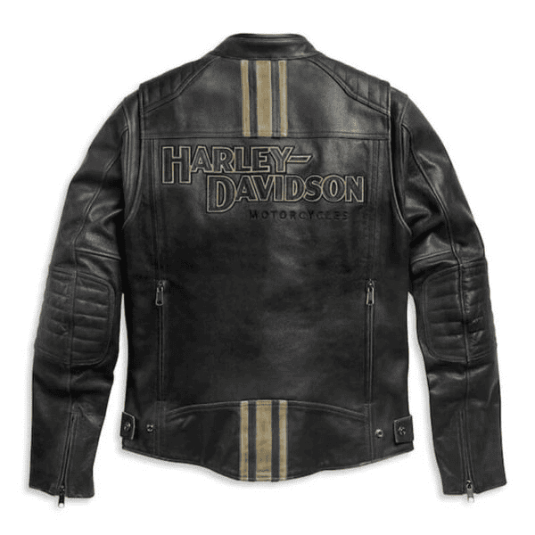 Harley Davidson Passing Link II Distressed Black Motorcycle Cowhide Leather Jacket