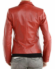 Valentino Red Rarefind Women Motorcycle Casual Sport Leather Coat - MNCLeather