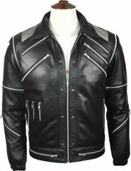 Rare Find MJ's Beat it Up Rocker Real Black Leather Jacket for Men - MNCLeather