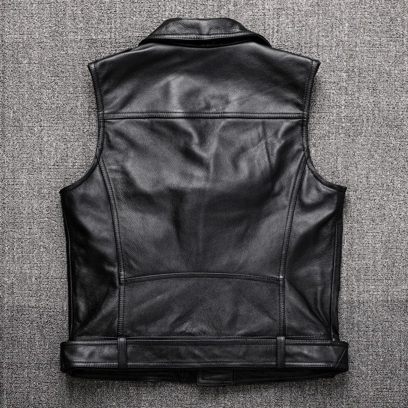 Motorcycle Tan Brown Quilted Genuine Cowhide Leather Vest for Men's
