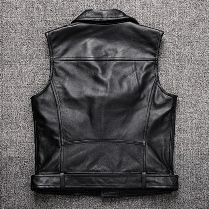 Motorcycle Tan Brown Quilted Genuine Cowhide Leather Vest for Men's