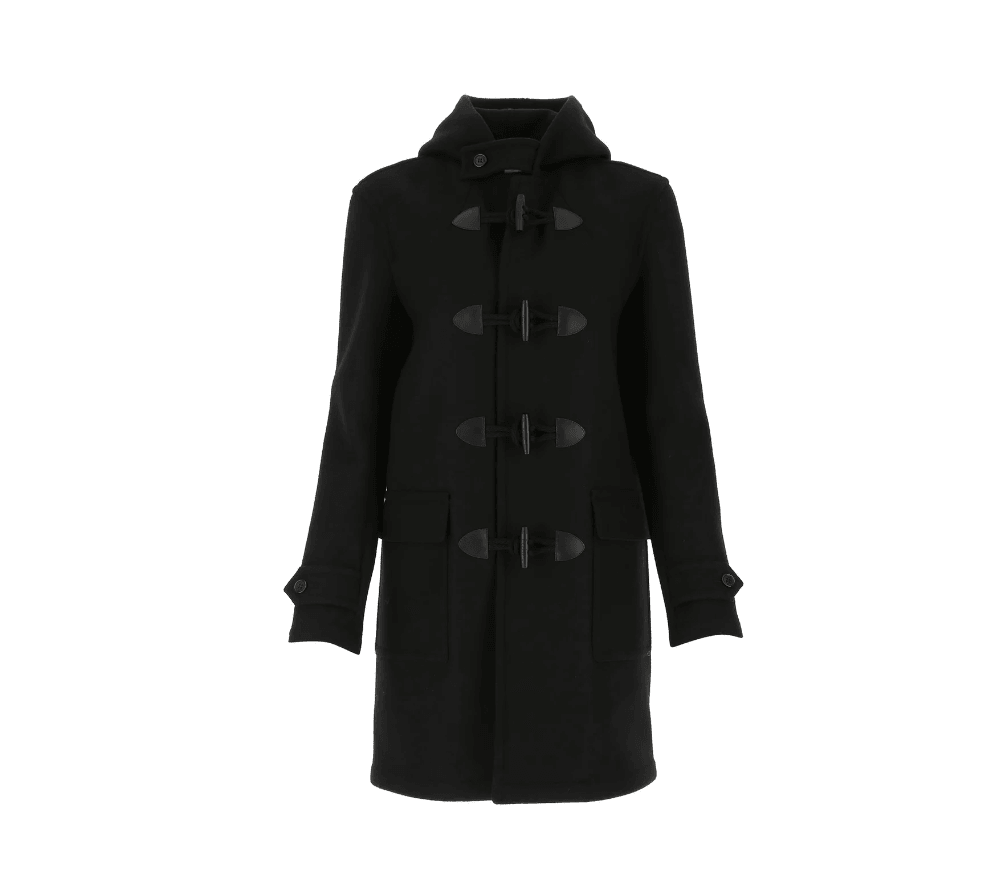 Long Length Wool Duffle Hooded Overcoat with Front Horns Closure for Women - MNCLeather