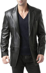 Premium Black Real Lambskin Leather Sports Coat for Formal and Casual Wear - MNCLeather