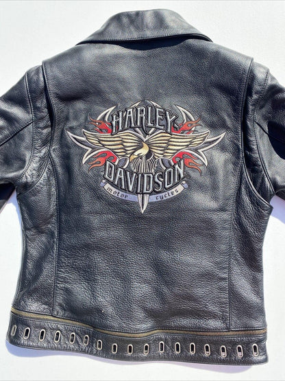 Harley Davidson Road Angel High Quality Motorcycle Cowhide Leather Jacket for Women - MNCLeather