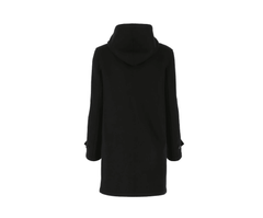 Long Length Wool Duffle Hooded Overcoat with Front Horns Closure for Women - MNCLeather