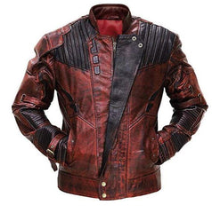 Peter Quill Star Lord Inspired Distressed Maroon Guardian of Galaxy Dirt Leather Jacket - MNCLeather