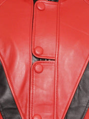 Michael Jackson Thrill Red and Black Lambskin Cosplay Leather Jacket for Men - MNCLeather